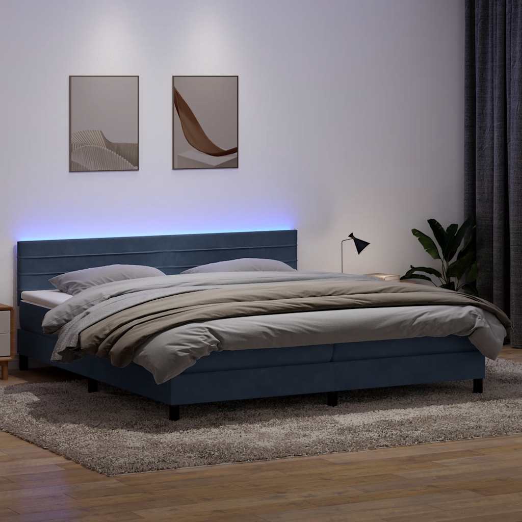 Boxspring met matras en LED fluweel donkergrijs 200x210 cm – afbeelding 1