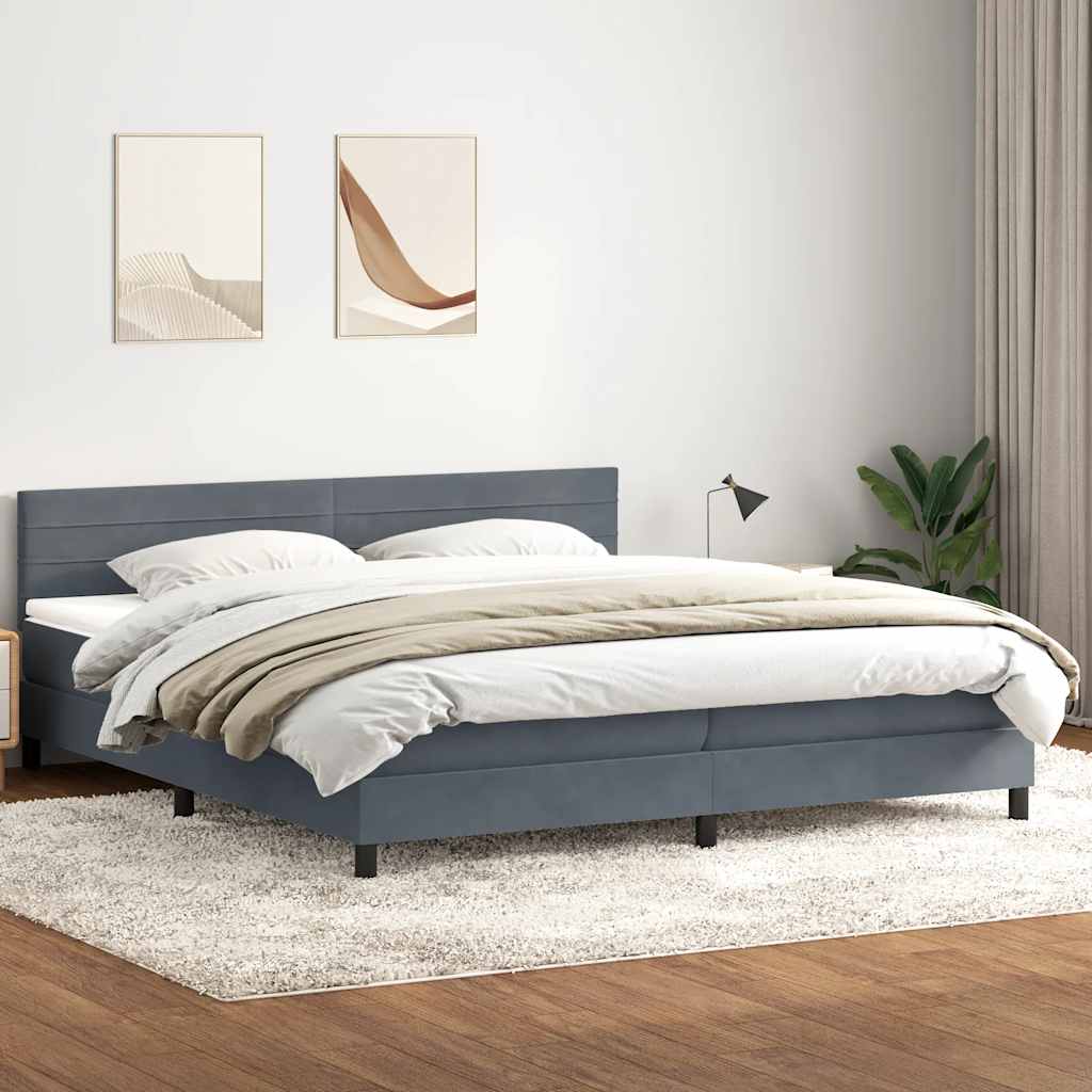 Boxspring met matras en LED fluweel donkergrijs 200x210 cm – afbeelding 4