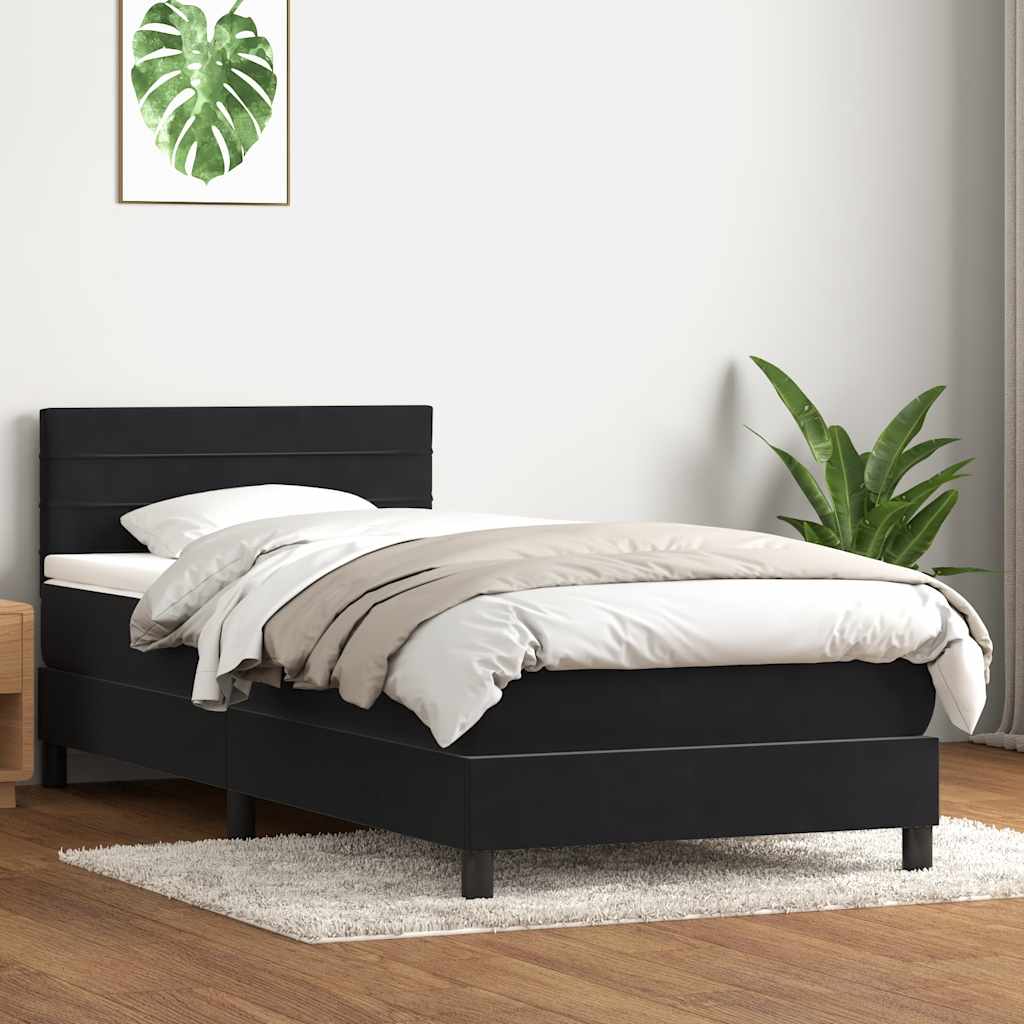 Boxspring met matras en LED fluweel zwart 90x220 cm – afbeelding 4