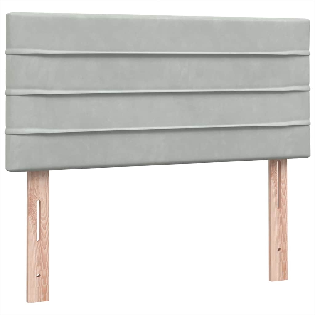 Boxspring met matras en LED fluweel lichtgrijs 100x220 cm – afbeelding 8
