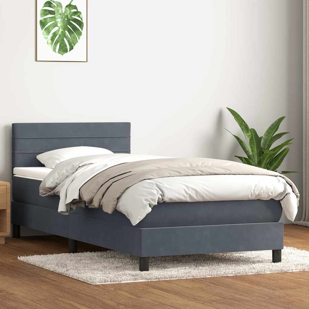 Boxspring met matras en LED fluweel donkergrijs 100x220 cm – afbeelding 4