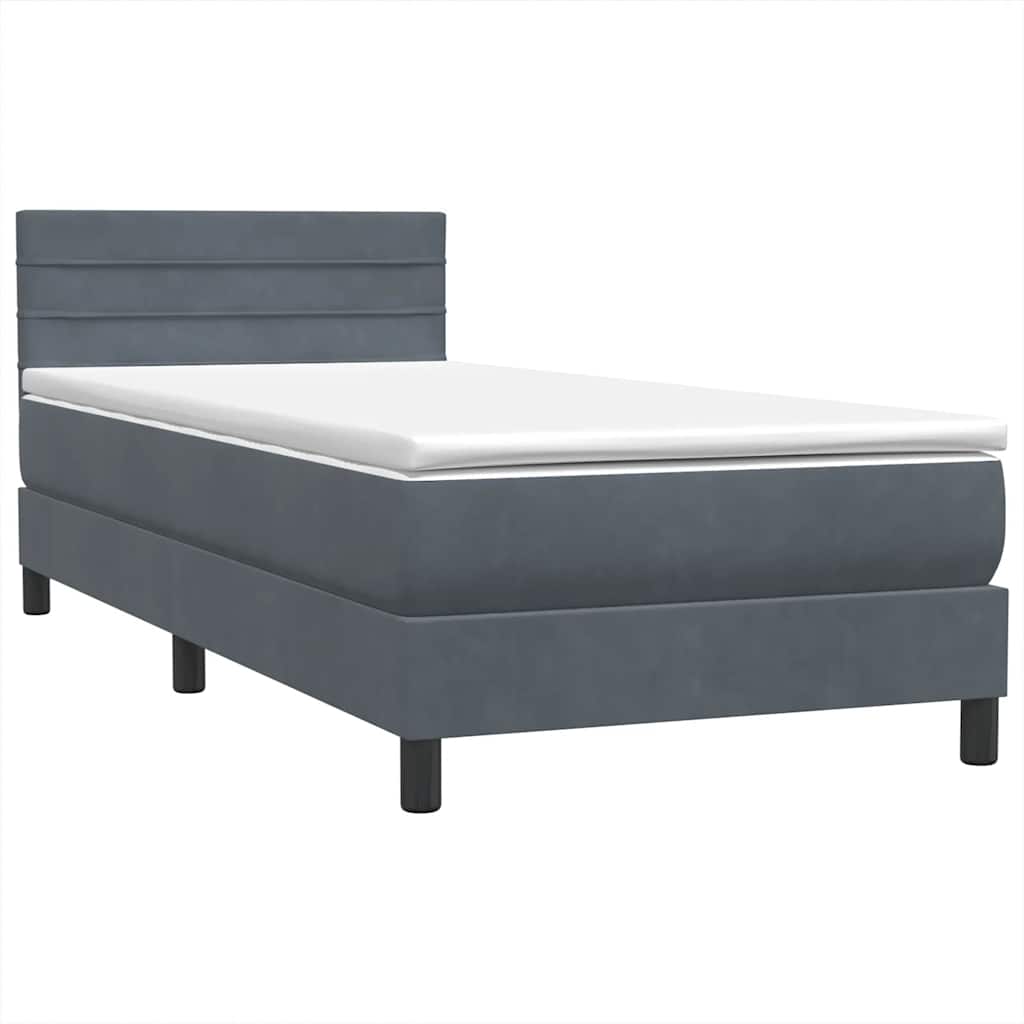 Boxspring met matras en LED fluweel donkergrijs 100x220 cm – afbeelding 5