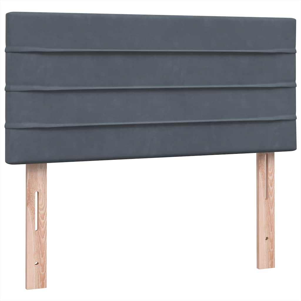 Boxspring met matras en LED fluweel donkergrijs 100x220 cm – afbeelding 8