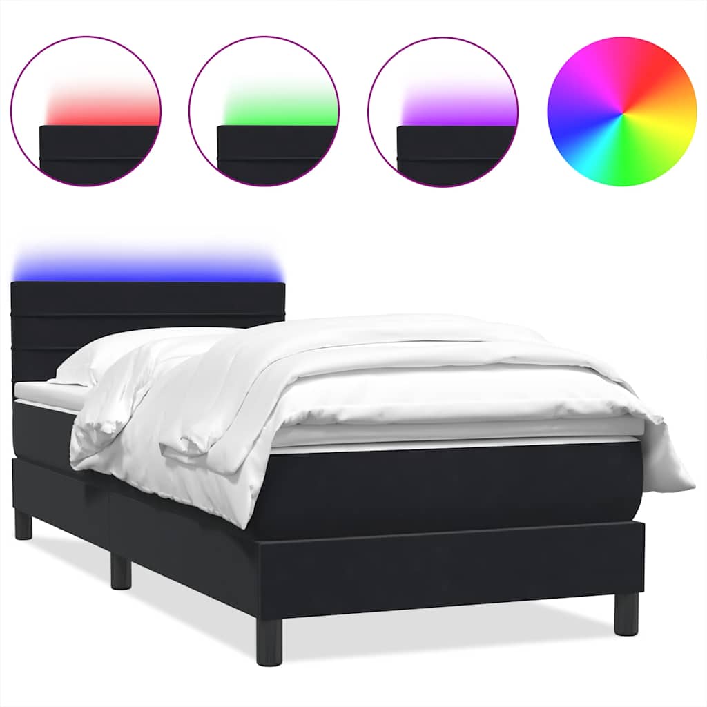 Boxspring met matras en LED fluweel zwart 100x220 cm – afbeelding 2