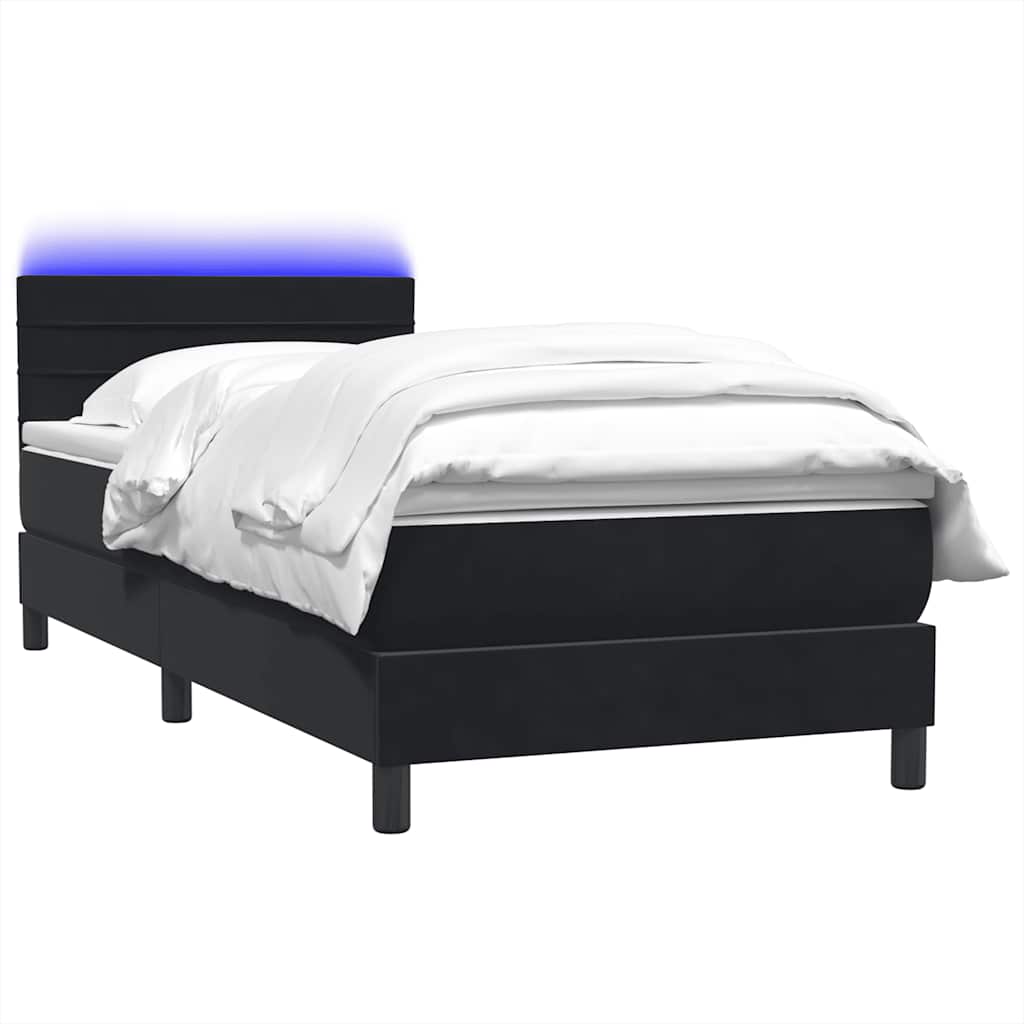 Boxspring met matras en LED fluweel zwart 100x220 cm – afbeelding 3