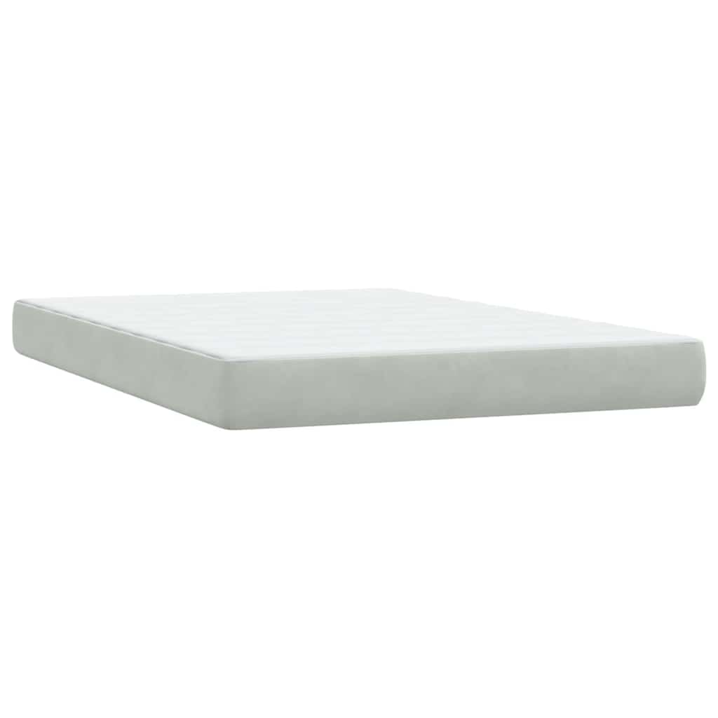 Boxspring met matras en LED fluweel lichtgrijs 140x220 cm – afbeelding 7