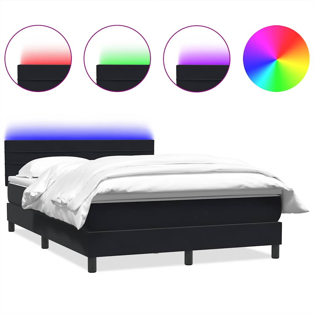 Boxspring met matras en LED fluweel zwart 140x220 cm – afbeelding 2