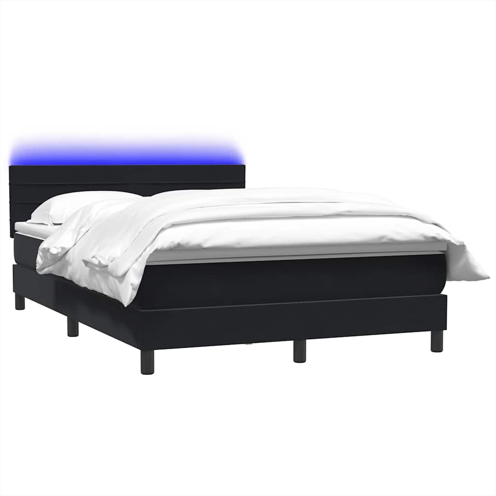 Boxspring met matras en LED fluweel zwart 140x220 cm – afbeelding 3