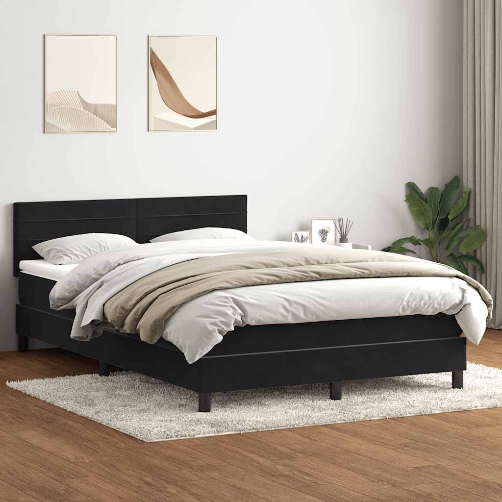 Boxspring met matras en LED fluweel zwart 140x220 cm – afbeelding 4