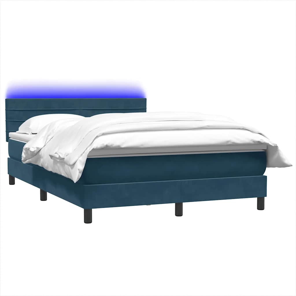 Boxspring met matras en LED fluweel donkerblauw 140x220 cm – afbeelding 3