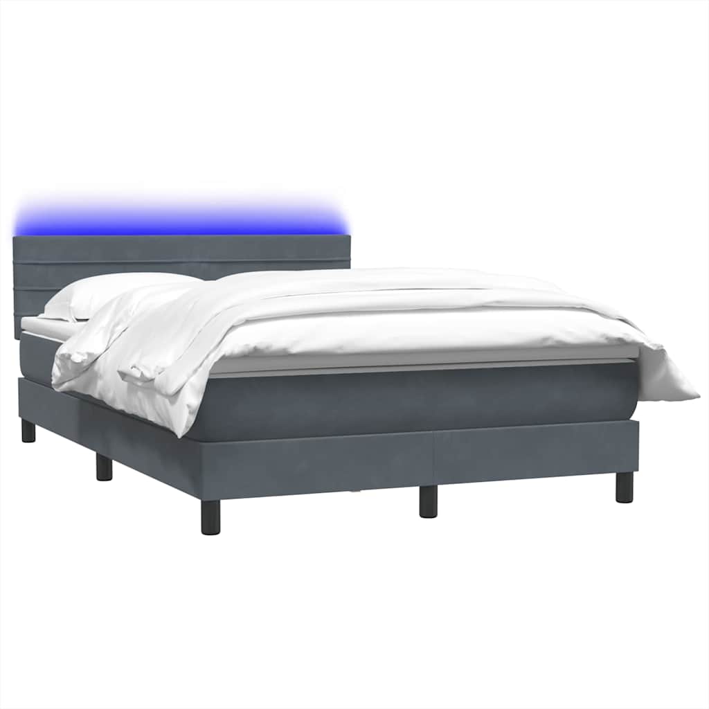 Boxspring met matras en LED fluweel donkergrijs 160x220 cm – afbeelding 3
