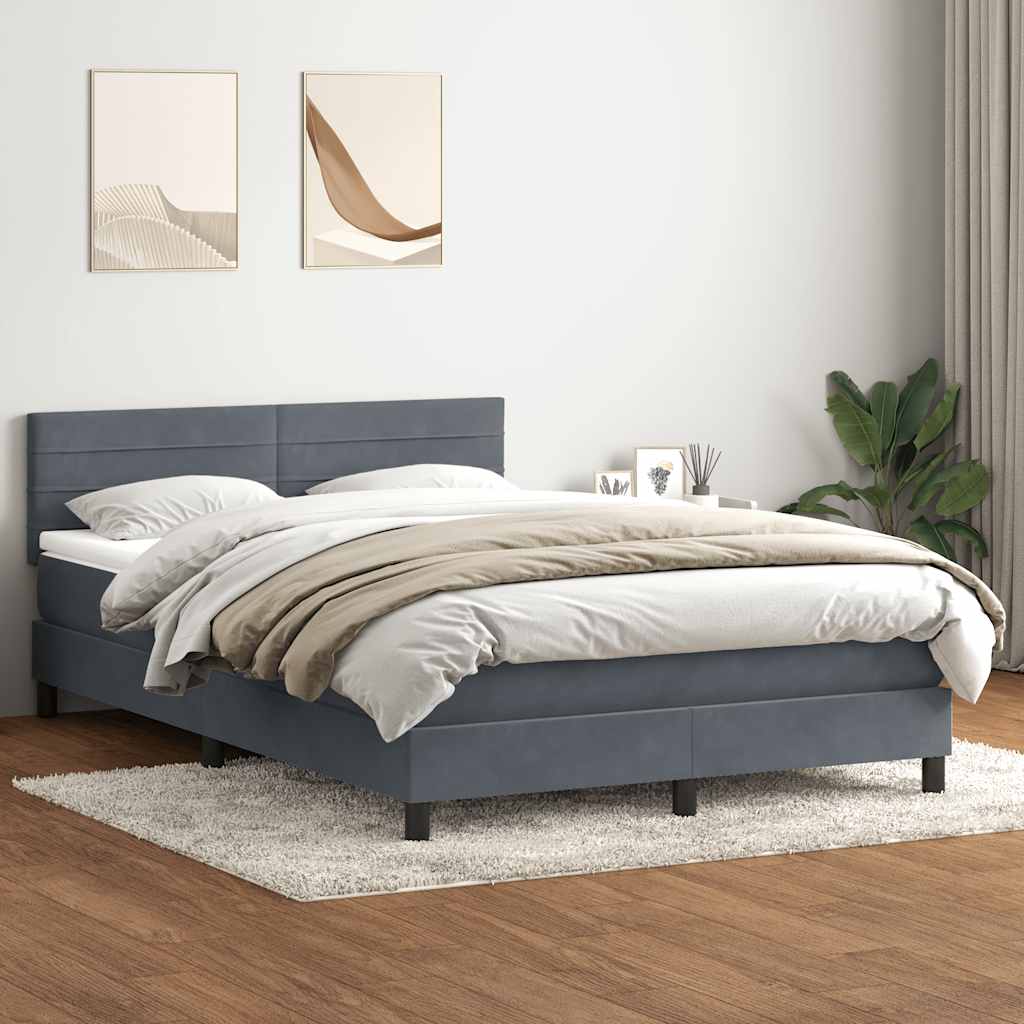 Boxspring met matras en LED fluweel donkergrijs 160x220 cm – afbeelding 4