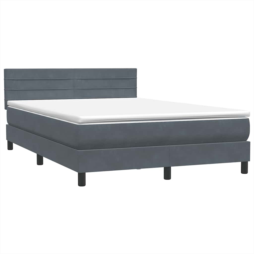 Boxspring met matras en LED fluweel donkergrijs 160x220 cm – afbeelding 5