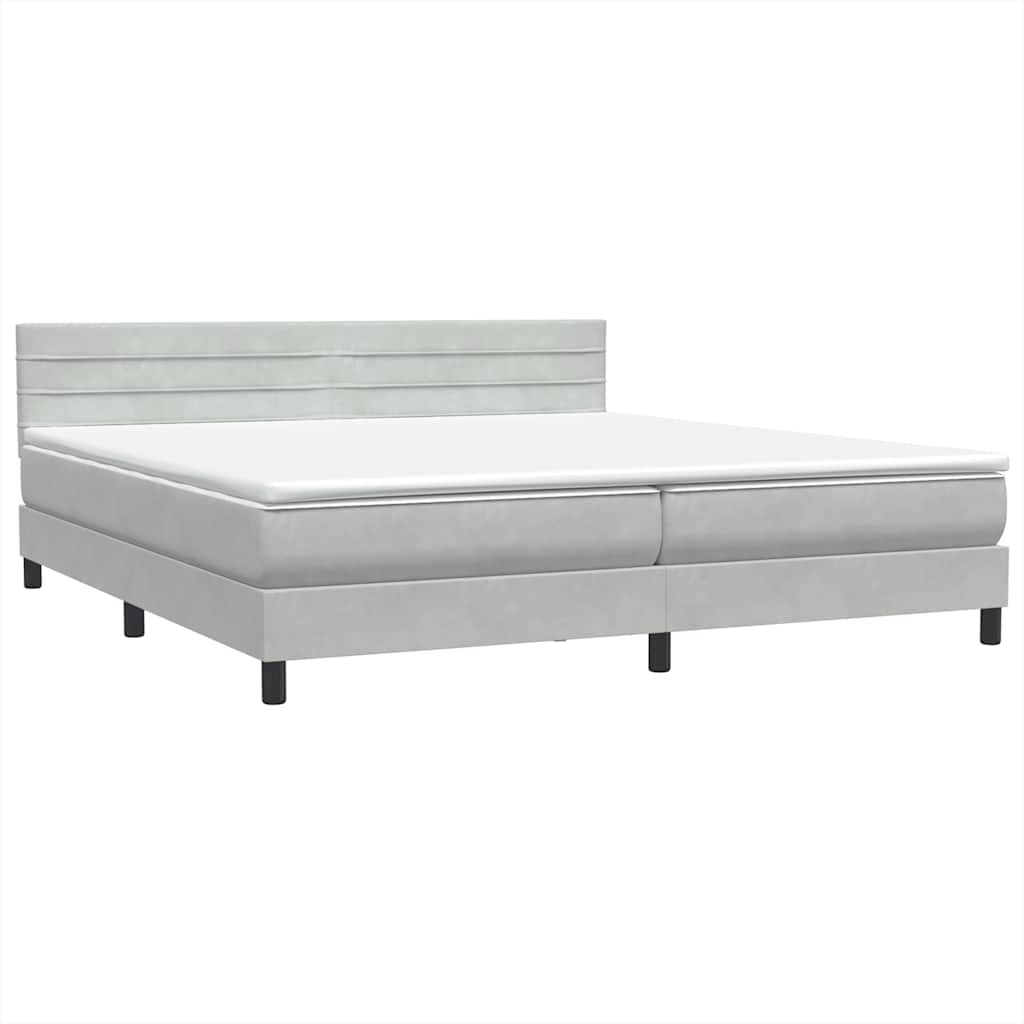 Boxspring met matras en LED fluweel lichtgrijs 180x220 cm – afbeelding 5