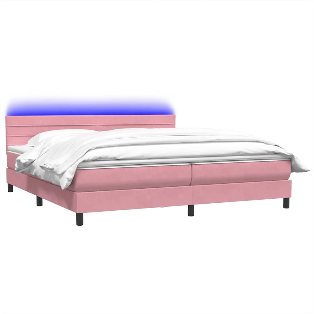 Boxspring met matras en LED fluweel roze 180x220 cm – afbeelding 3