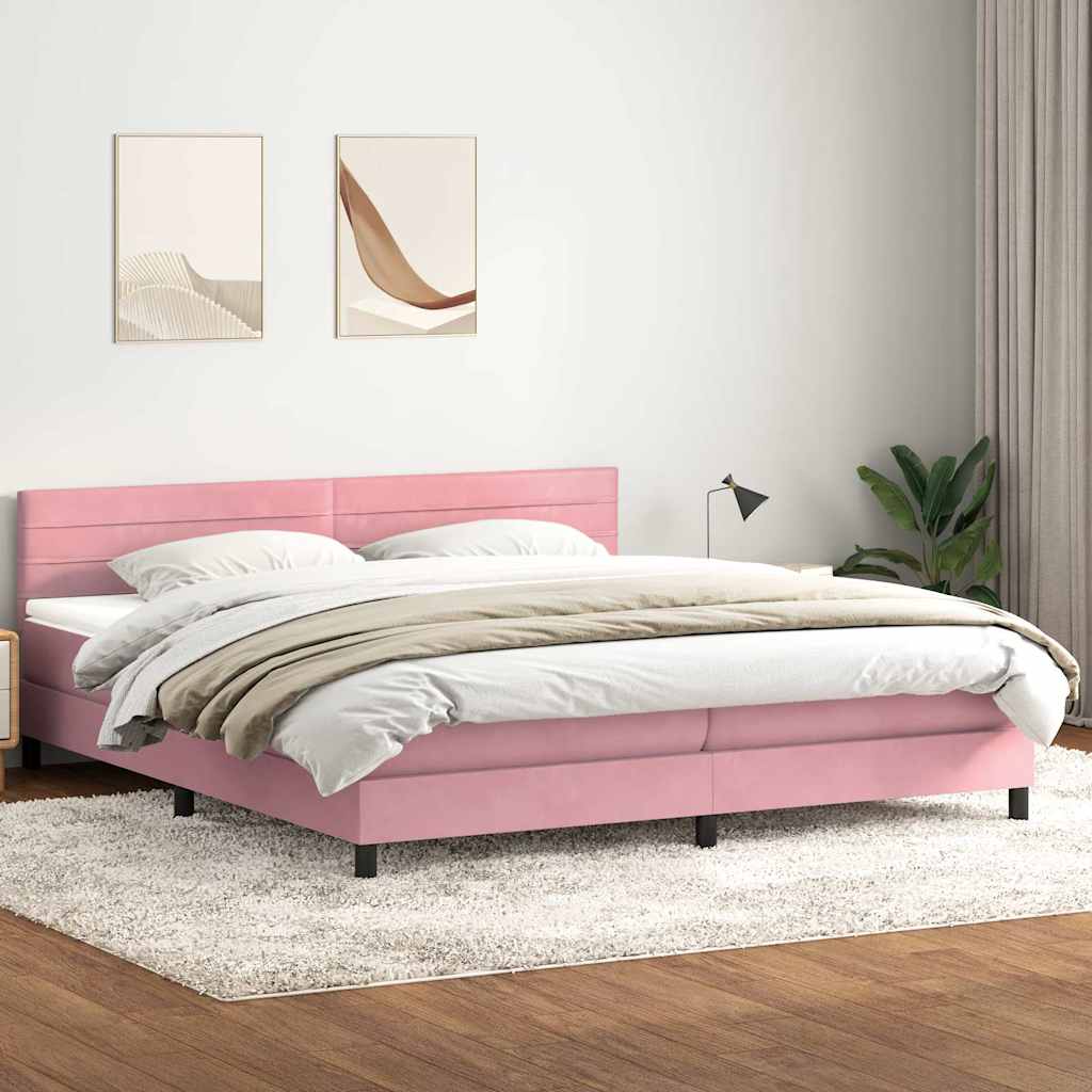 Boxspring met matras en LED fluweel roze 180x220 cm – afbeelding 4