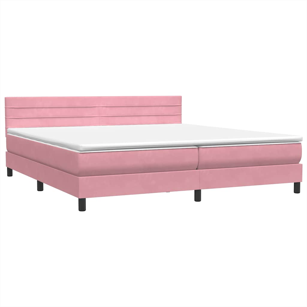 Boxspring met matras en LED fluweel roze 180x220 cm – afbeelding 5