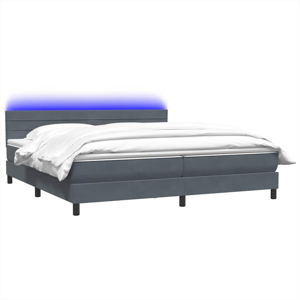 Boxspring met matras en LED fluweel donkergrijs 200x220 cm – afbeelding 3