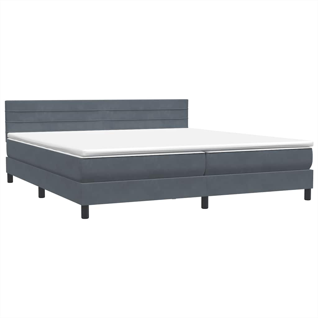 Boxspring met matras en LED fluweel donkergrijs 200x220 cm – afbeelding 5