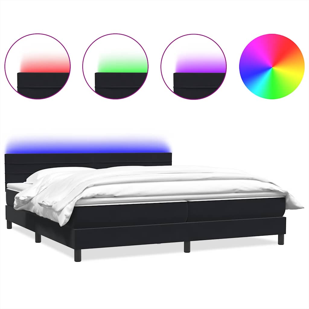 Boxspring met matras en LED fluweel zwart 200x220 cm – afbeelding 2