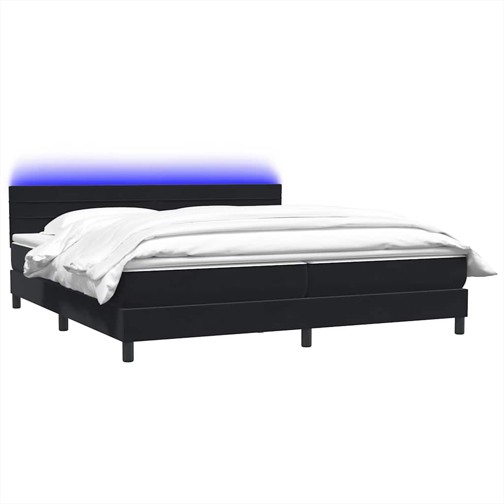 Boxspring met matras en LED fluweel zwart 200x220 cm – afbeelding 3