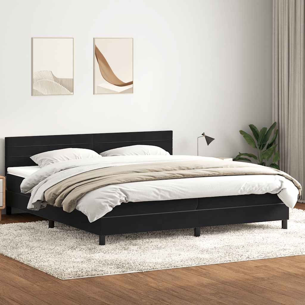 Boxspring met matras en LED fluweel zwart 200x220 cm – afbeelding 4
