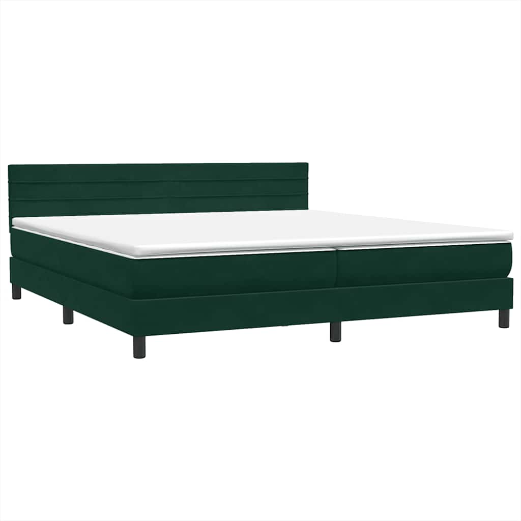 Boxspring met matras en LED fluweel donkergroen 200x220 cm – afbeelding 5