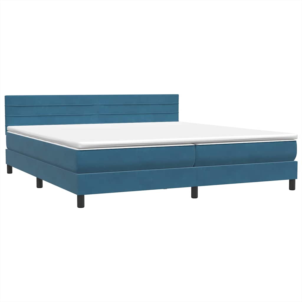 Boxspring met matras en LED fluweel donkerblauw 200x220 cm – afbeelding 5