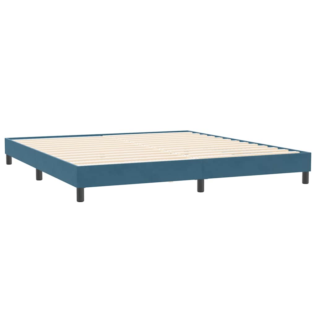 Boxspring met matras en LED fluweel donkerblauw 200x220 cm – afbeelding 6