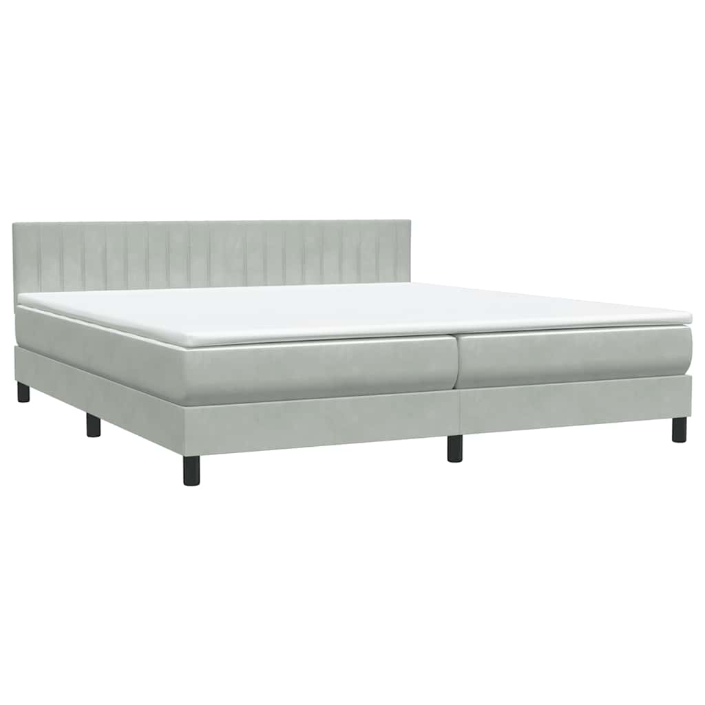 Boxspring met matras en LED fluweel lichtgrijs 200x210 cm – afbeelding 5