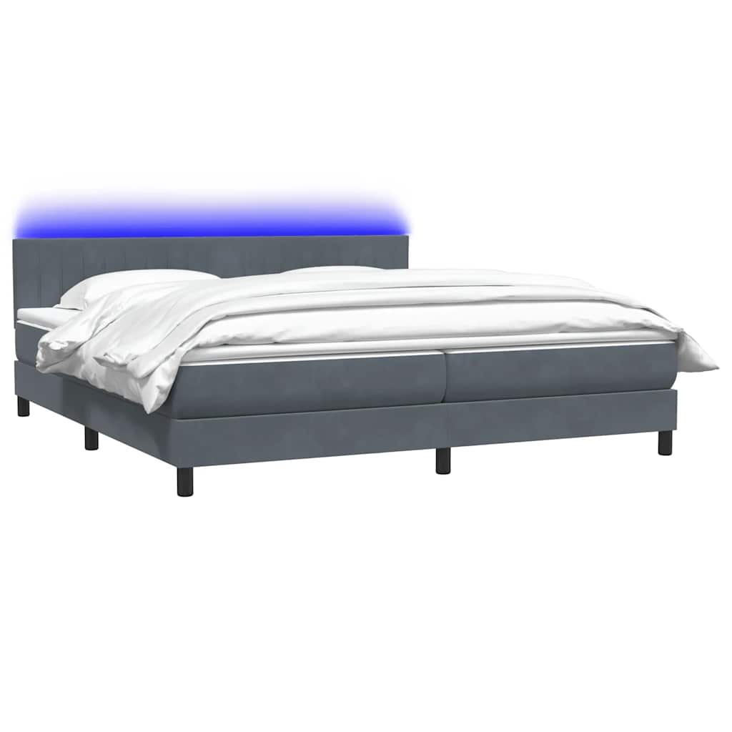 Boxspring met matras en LED fluweel donkergrijs 200x210 cm – afbeelding 3