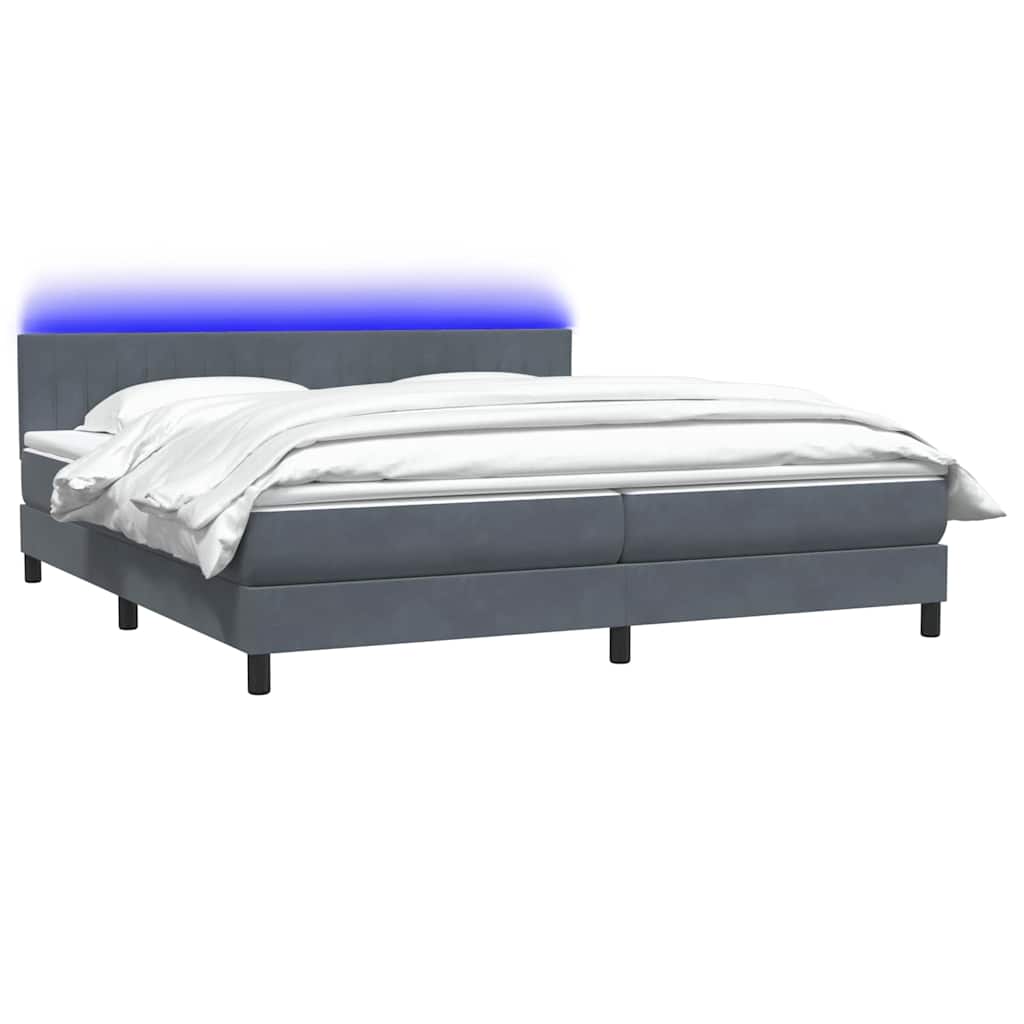 Boxspring met matras en LED fluweel donkergrijs 200x220 cm – afbeelding 3