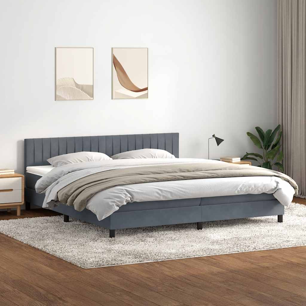 Boxspring met matras en LED fluweel donkergrijs 200x220 cm – afbeelding 4