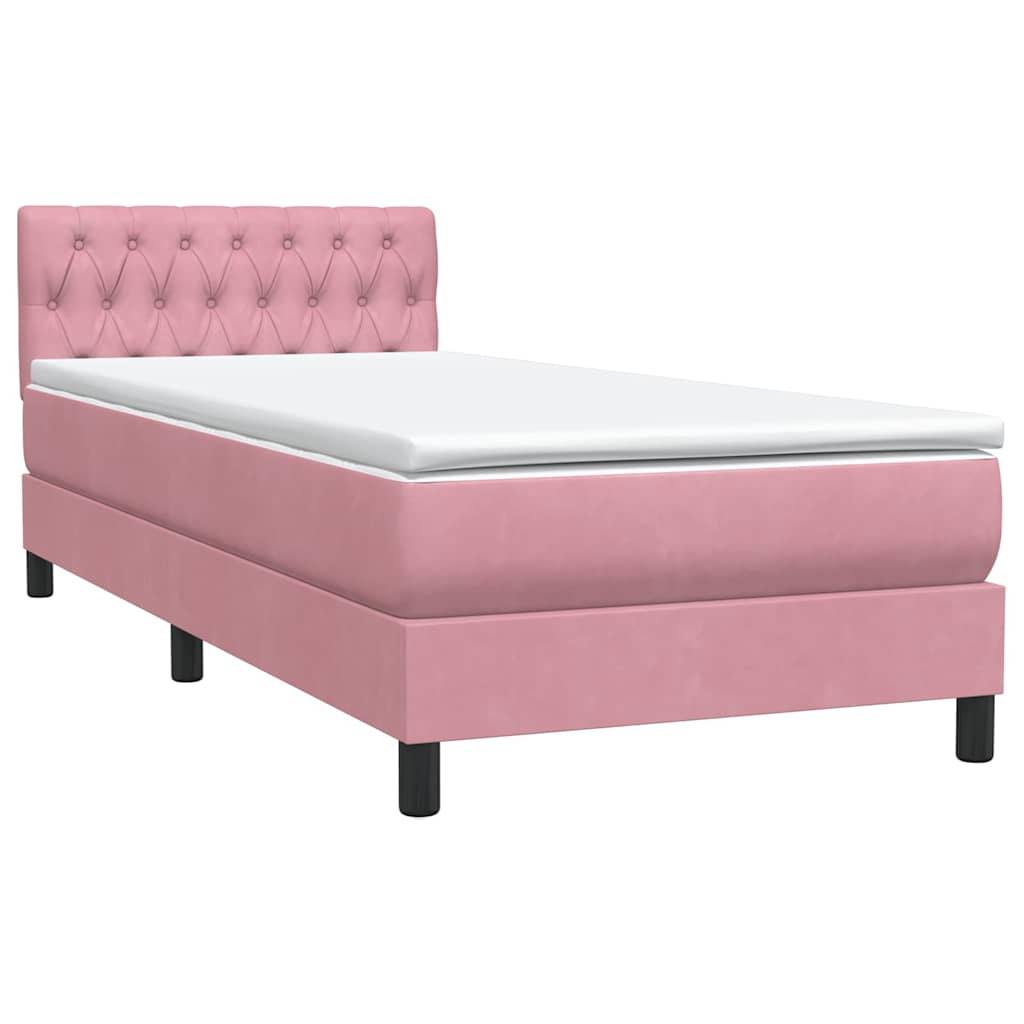 Boxspring met matras en LED fluweel roze 80x210 cm – afbeelding 5