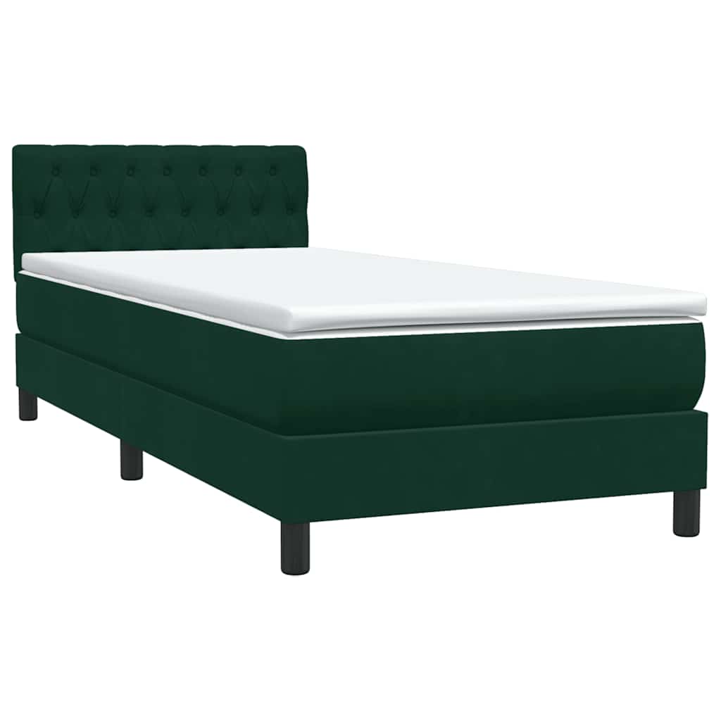 Boxspring met matras en LED fluweel donkergroen 90x210 cm – afbeelding 5
