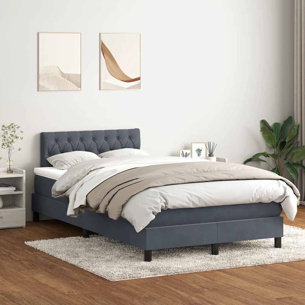 Boxspring met matras en LED fluweel donkergrijs 120x210 cm – afbeelding 1