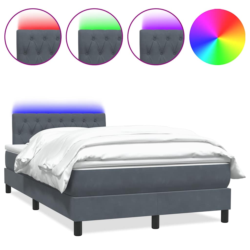 Boxspring met matras en LED fluweel donkergrijs 120x210 cm – afbeelding 2