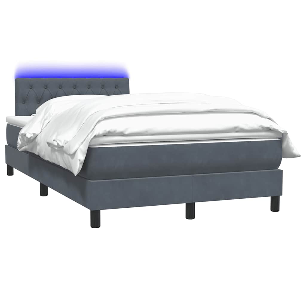 Boxspring met matras en LED fluweel donkergrijs 120x210 cm – afbeelding 3