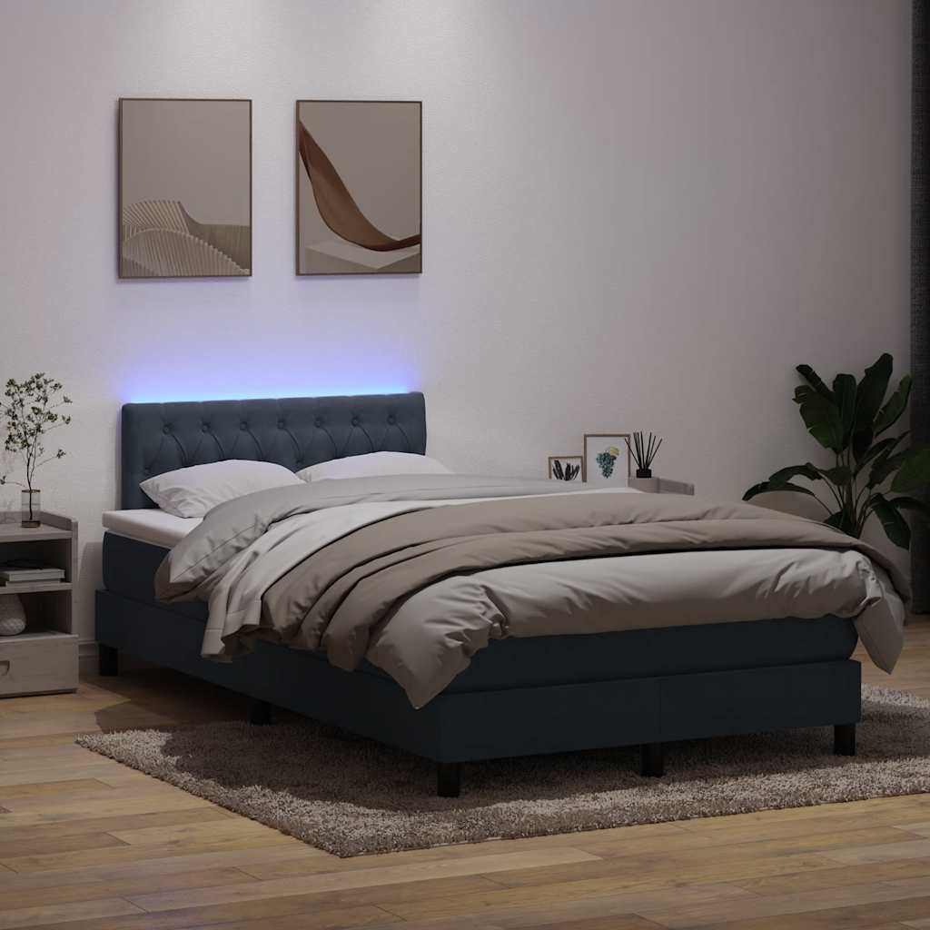 Boxspring met matras en LED fluweel donkergrijs 120x210 cm – afbeelding 4