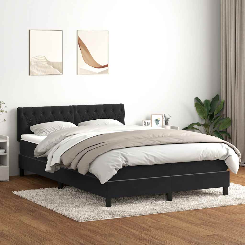 Boxspring met matras en LED fluweel zwart 140x210 cm – afbeelding 1