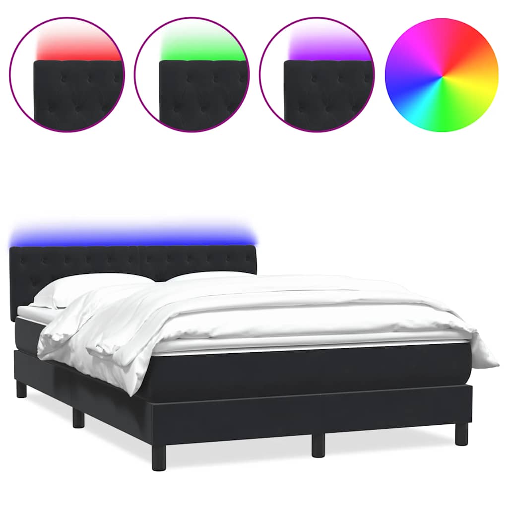 Boxspring met matras en LED fluweel zwart 140x210 cm – afbeelding 2