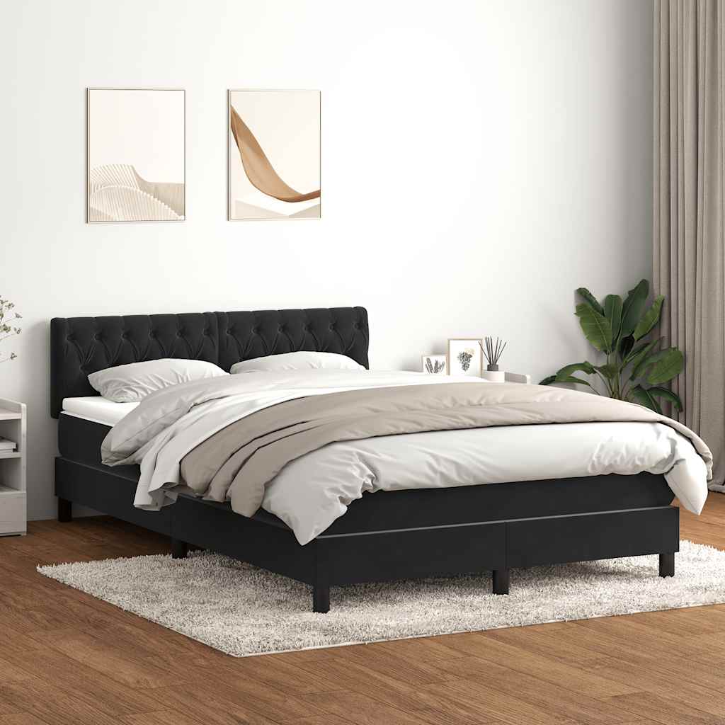 Boxspring met matras en LED fluweel zwart 160x210 cm – afbeelding 1