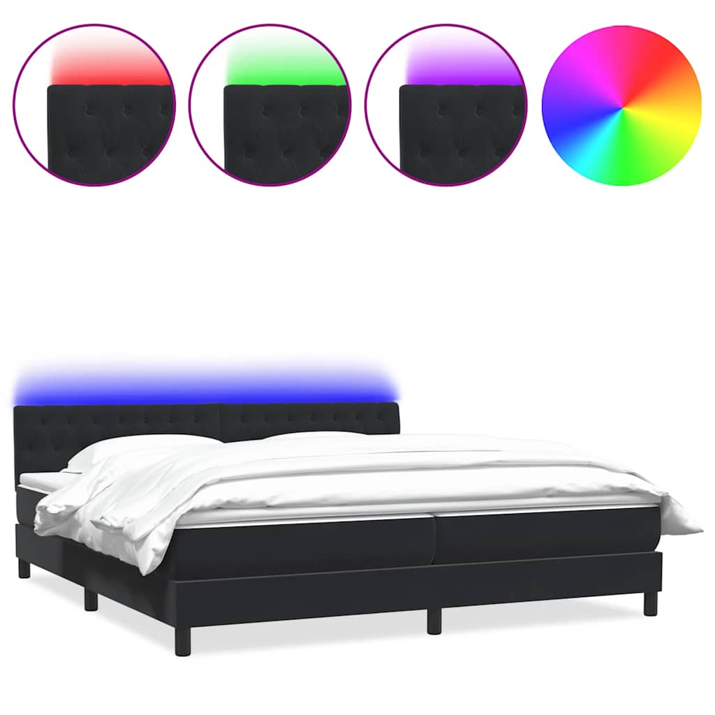 Boxspring met matras en LED fluweel zwart 180x210 cm – afbeelding 2