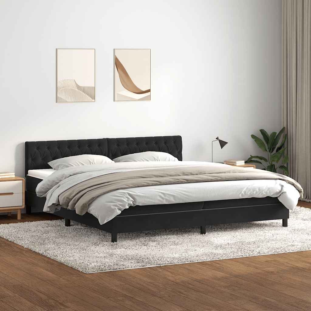 Boxspring met matras en LED fluweel zwart 180x210 cm – afbeelding 4
