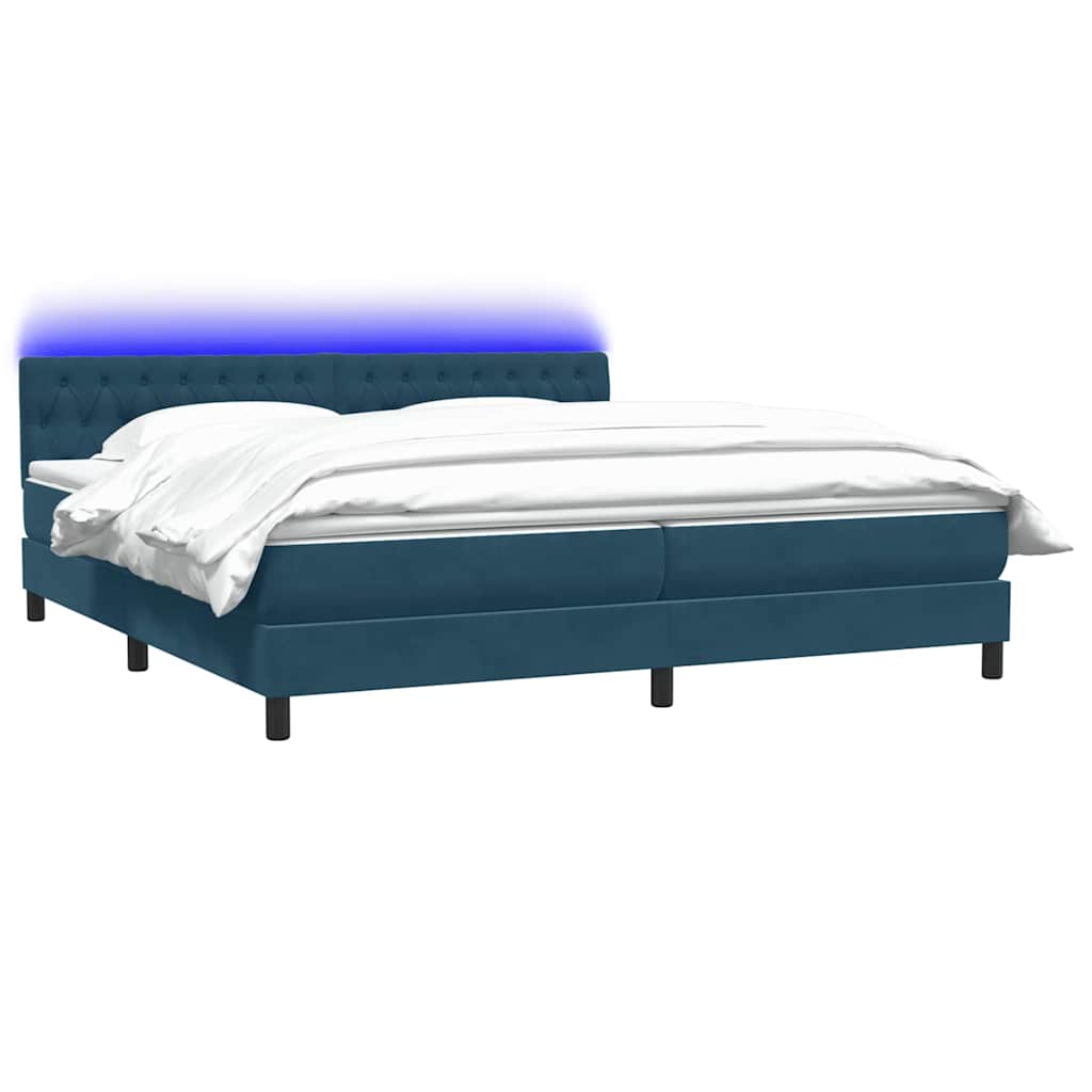 Boxspring met matras en LED fluweel donkerblauw 180x210 cm – afbeelding 3