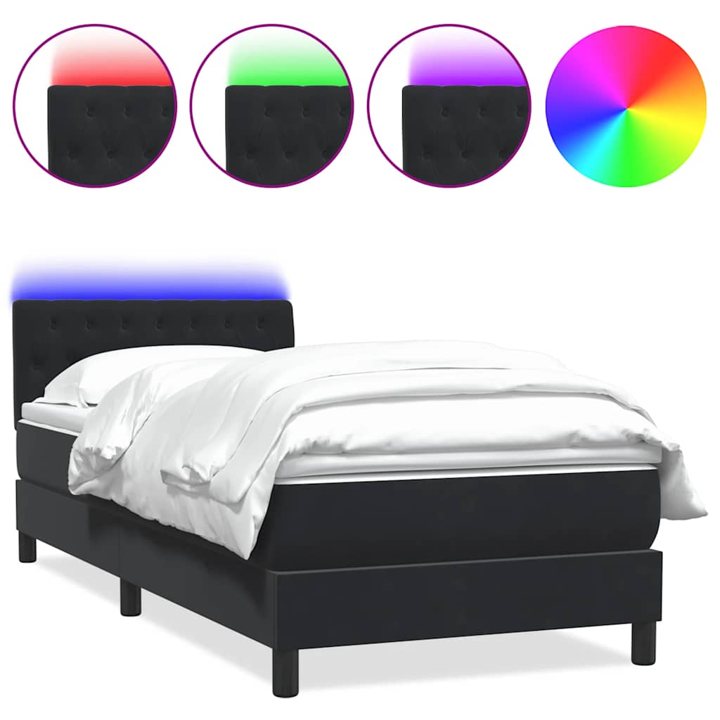 Boxspring met matras en LED fluweel zwart 100x220 cm – afbeelding 2