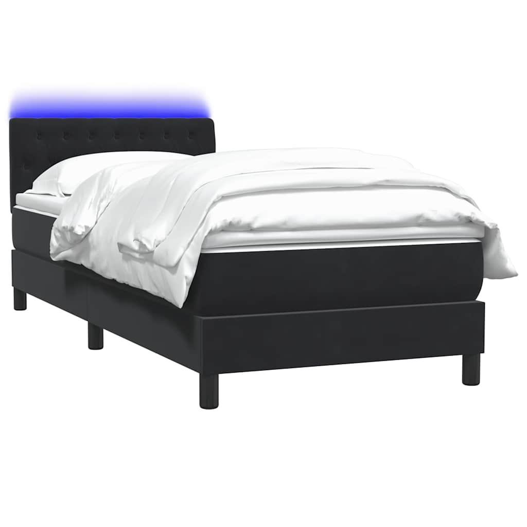 Boxspring met matras en LED fluweel zwart 100x220 cm – afbeelding 3