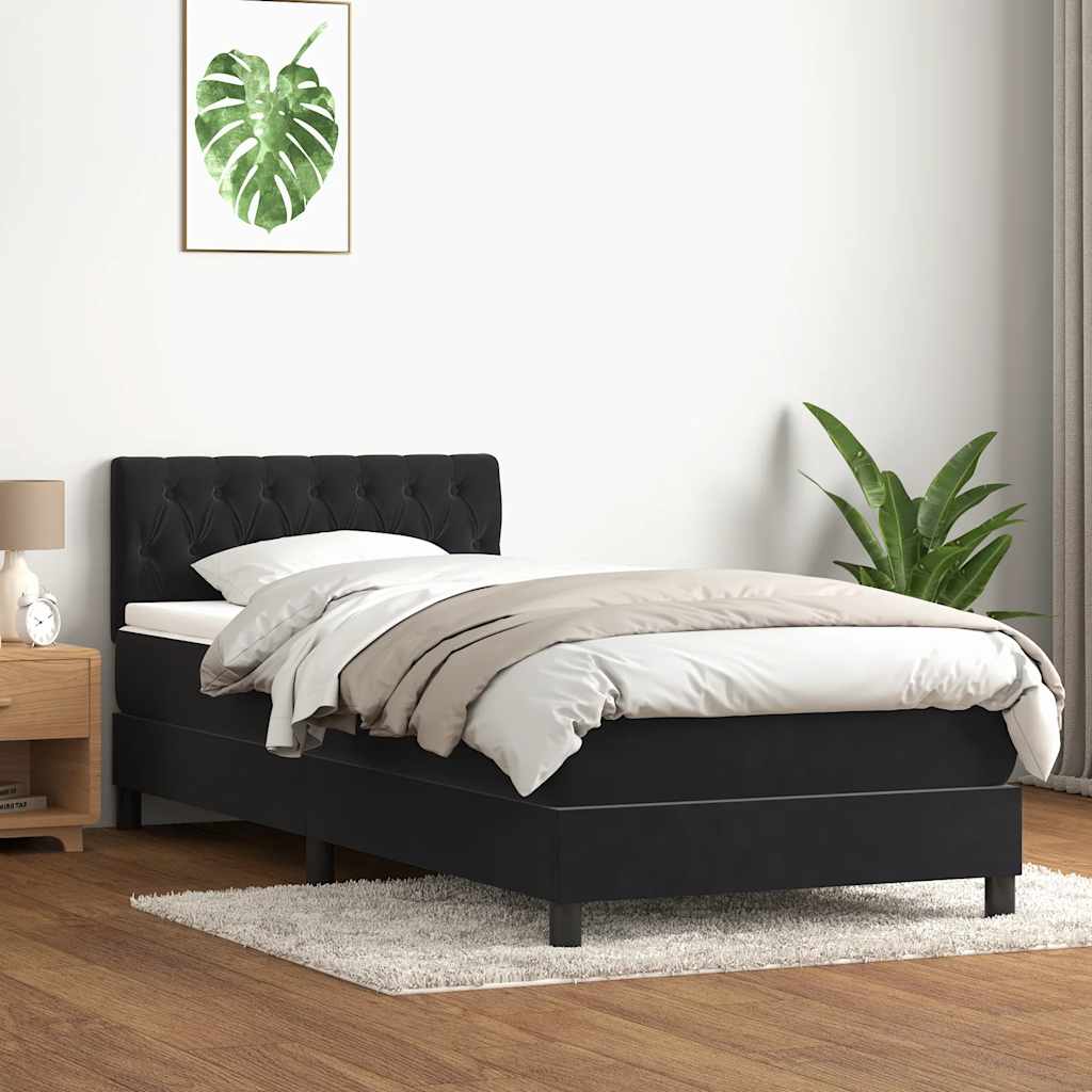 Boxspring met matras en LED fluweel zwart 100x220 cm – afbeelding 4