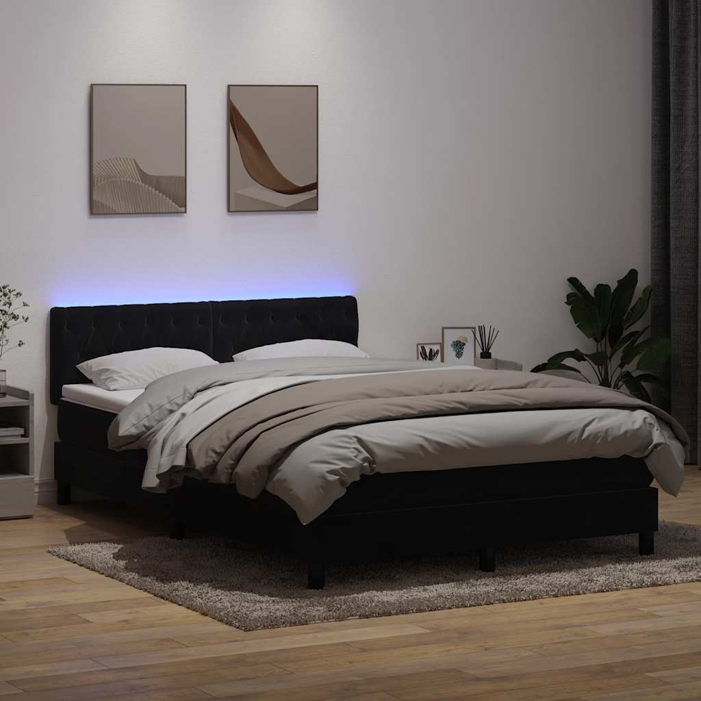 Boxspring met matras en LED fluweel zwart 140x220 cm – afbeelding 4