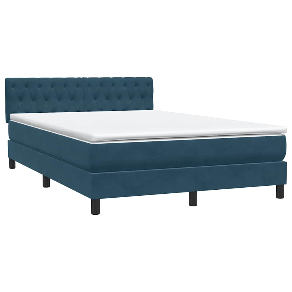 Boxspring met matras en LED fluweel donkerblauw 140x220 cm – afbeelding 5